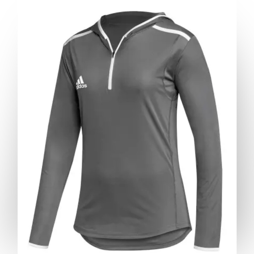 NWT Adidas Women's Gray Hooded Long Sleeve Tee